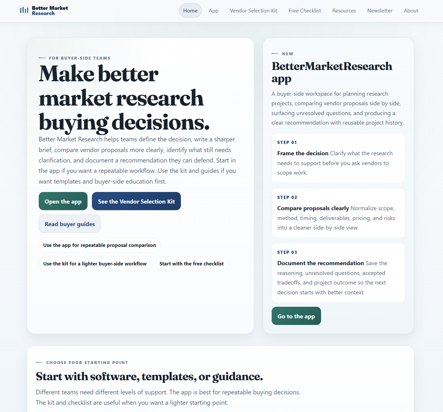 BetterMarketResearch site homepage