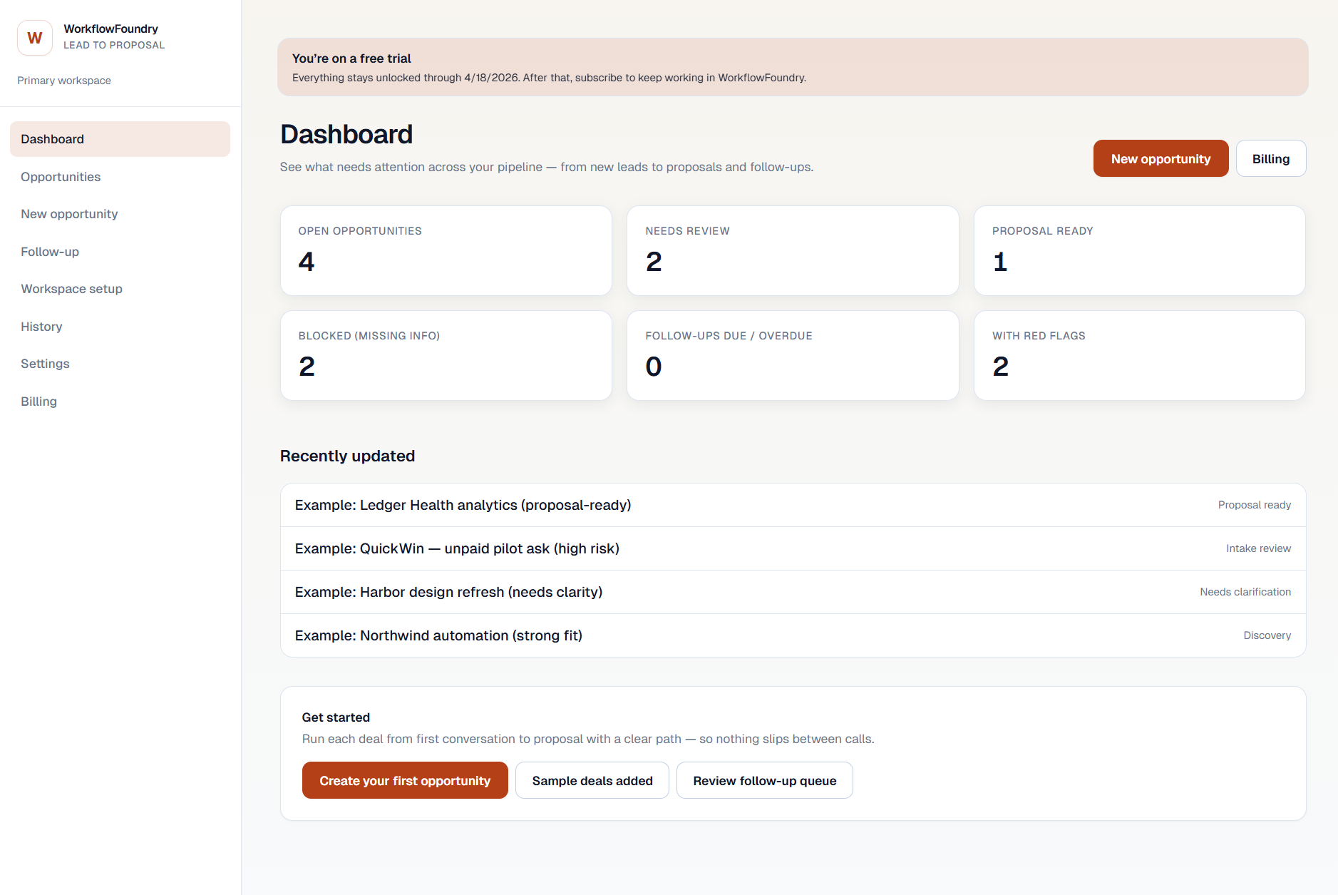 WorkflowFoundryLabs dashboard and operator workspace